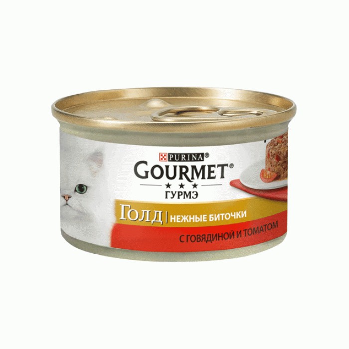 <p><strong>Gourmet Gold Savoury Cake 85 гр нежные биточки с говядиной и томатом для кошек </strong></p>