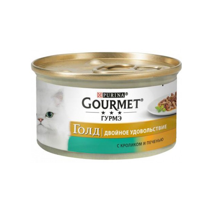 <p><strong>Gourmet Gold 85 гр Кусочки в соусе с кроликом и печенью для кошек </strong></p>
