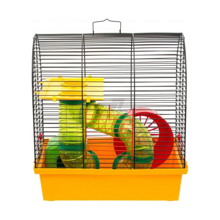 <p><strong>Цельная клетка для хомяков со вторым уровнем, переходами, барабаном и домиком.&nbsp;Уютная и аккуратная, хорошо продуманная клетка подойдет активным хомякам-непоседам, крыскам, дегу, песчанкам и другим мелким грызунам&nbsp;для отдыха, игр и развлечений.&nbsp;</strong></p>