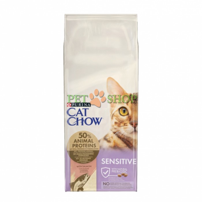 <p><strong>Сбалансированный сухой корм с лососем для кошек с чувствительным пищеварением </strong><strong>Cat Chow® Sensitive с лососем, 1 кг на развес</strong></p>