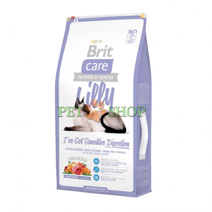 <p><strong>Беззерновой Сухой корм Brit Care Cat Lilly Sensitive Digestion для кошек с чувствительным пищеварением, с лососем и ягненком, 7 кг</strong></p>