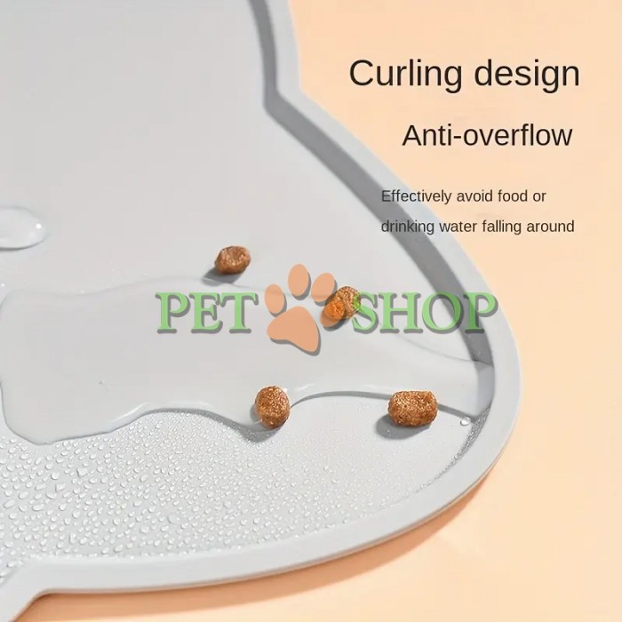 <p><strong>Тонкий силиконовый водонепроницаемый коврик для кошачьих мисок, с бортиком по краю.</strong></p>