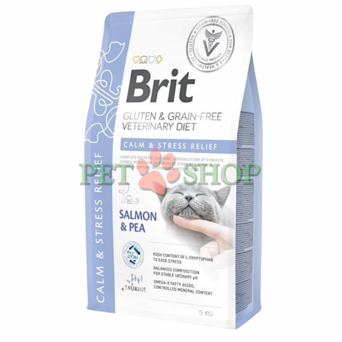 <p><strong>Brit VET Diet Cat CALM, STRESS RELIEF &mdash;&nbsp;</strong>hrană dietetică completă pentru pisici. Dizolvă calculii de struvit, reduce recidivele acestora și are un efect calmant &icirc;n situații de stres.</p>