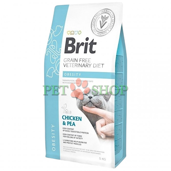 <p><strong>Brit Vet Diet Cat Grain free Obesity Chicken, Pea</strong>&nbsp;&mdash; hrană uscată dietetică fără cereale pentru pisici adulte supraponderale, cu pui.</p>