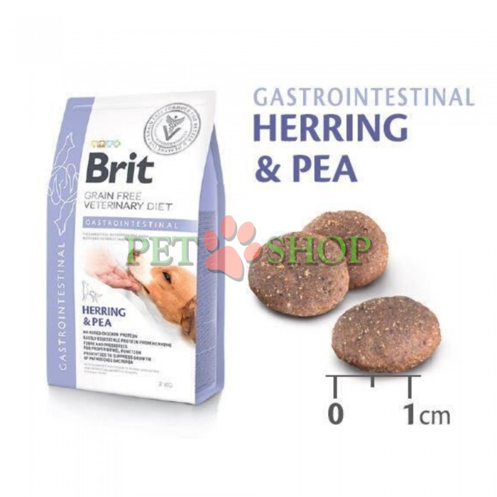 <p><strong>Brit Vet Dog Gastrointestinal&nbsp; Hering, Pea</strong>&nbsp;&mdash; лечебный сухой беззерновой корм для взрослых собак при остром и хроническом гастроэнтеритах.</p>