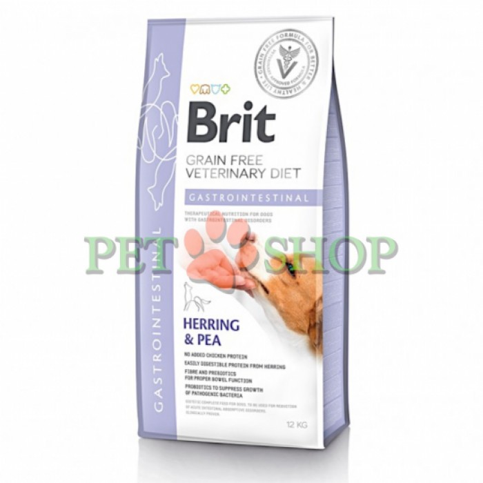 <p><strong>Brit Vet Dog Gastrointestinal&nbsp; Hering, Pea</strong>&nbsp;&mdash; лечебный сухой беззерновой корм для взрослых собак при остром и хроническом гастроэнтеритах.</p>