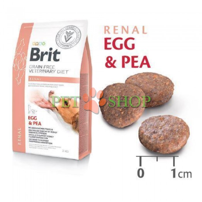 <p><strong>Brit Vet Dog Renal Egg, Pea</strong> &mdash; hrană uscată dietetică, fără cereale, pentru c&acirc;ini adulți, destinată susținerii funcției renale &icirc;n caz de insuficiență renală cronică.</p>