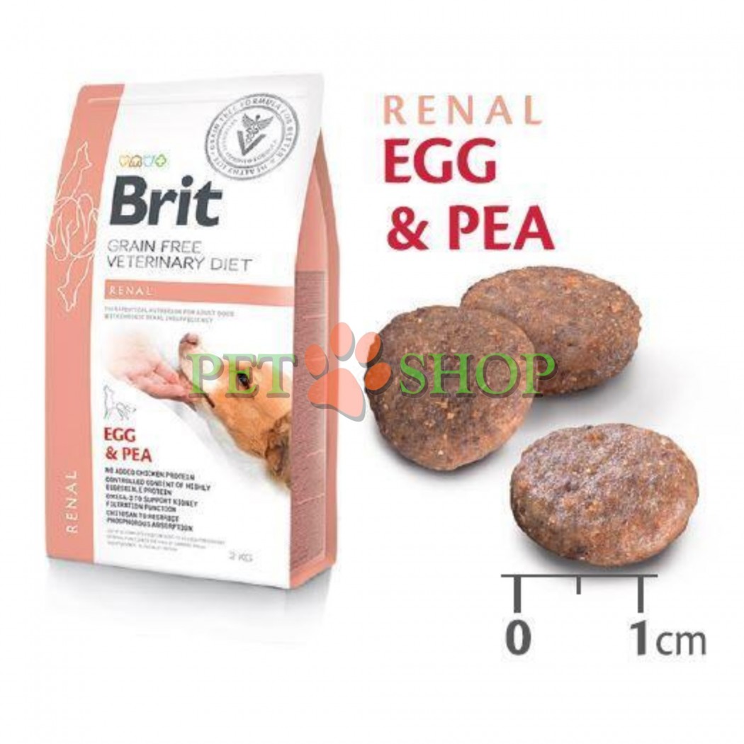 <p><strong>Brit Vet Dog Renal Egg, Pea</strong> &mdash; hrană uscată dietetică, fără cereale, pentru c&acirc;ini adulți, destinată susținerii funcției renale &icirc;n caz de insuficiență renală cronică.</p>