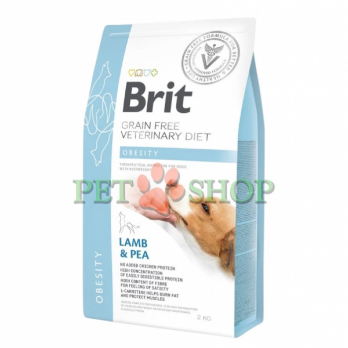 <p><strong>Brit Vet Dog Obesity Lamb, Pea</strong> &ndash; hrană uscată dietetică, fără cereale, pentru c&acirc;ini adulți, recomandată &icirc;n cazuri de exces de greutate și obezitate.</p>