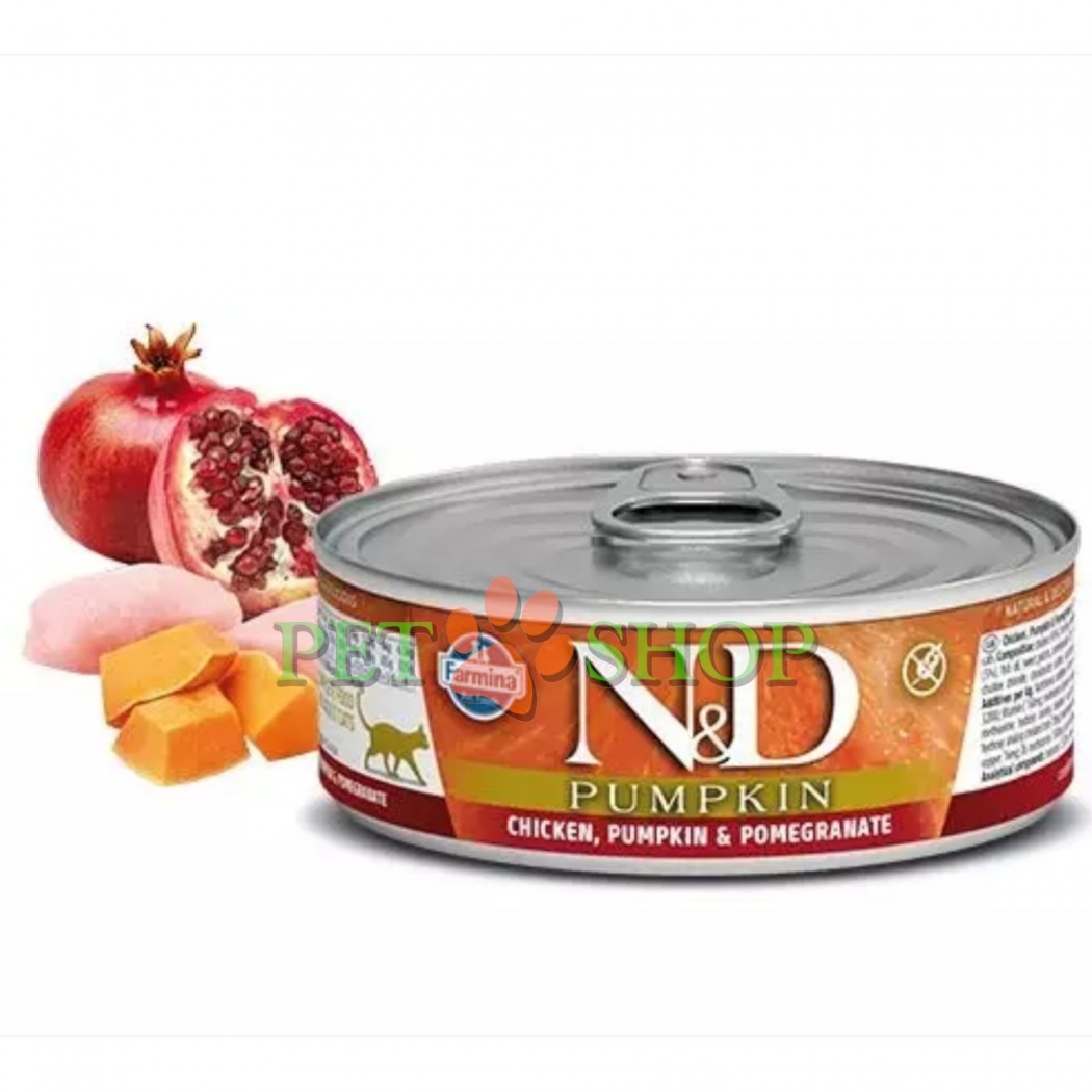 <p><strong>Farmina ND Chicken,&nbsp;Pumpkin, Pomegranate -</strong>&nbsp;полнорационный влажный корм для взрослых кошек с курицей, тыквой и гранатом.</p>