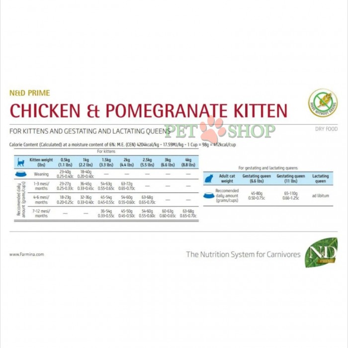 <p><strong>ND Chicken Pomegranate Kitten Pui, rodie. Hrană completă fără cereale pentru pisoi, pisici gestante și lactante 5 kg.</strong></p>