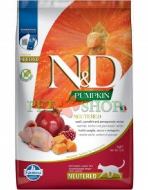 <p><strong>Farmina ND Pumpkin Neutered Cat Adult&nbsp;Quail, Pumpkin, Pomegranate -&nbsp;</strong>перепел, тыква и гранат. Полнорационный беззерновой сухой корм для стерилизованных кошек и кастрированных котов.</p>