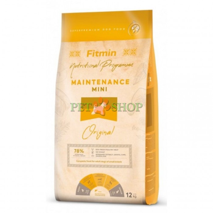<p><strong>Fitmin Mini Maintenance&nbsp;&ndash;&nbsp;предназначен для повседневного кормления взрослых собак мелких пород (в возрасте от 10 месяцев до 11 лет и весом до 13 кг) со вкусом курицы.</strong></p>