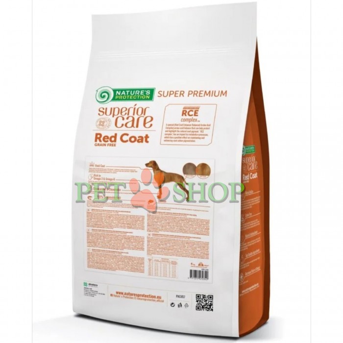 <p><strong>Nature's Protection Superior Care Dog Red Coat Grain Free Adult All Breeds Salmon -&nbsp;</strong>беззерновой полнорационный сухой корм с лососем для взрослых собак всех пород с рыжим оттенком шерсти.</p>