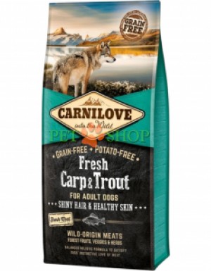 <p><strong>Carnilove Fresh Carp, Trout Shiny Hair, Healthy Skin for Adult dogs -&nbsp;</strong>комплексный высококачественный беззерновой и не содержащий картофеля корм со свежим мясом для взрослых собак.&nbsp;Полнорационный корм для собак.</p>