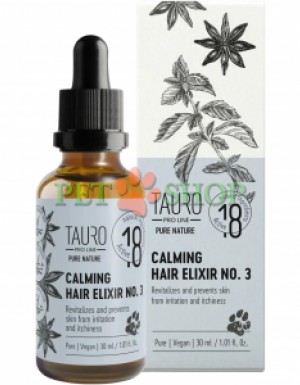 <p><strong>Tauro Pro Line Pure Nature Calming Elixir №3 -&nbsp;</strong>эликсир содержит комплекс из трех натуральных и эфирных масел, обогащенный витаминами и аминокислотами, специально разработанный <strong>для снятия раздражения кожи, уменьшения зуда, шелушения и восстановления здоровой кожи и шерсти</strong> вашего питомца.&nbsp;Содержит&nbsp;<strong>8 эссенций и 10 формул масел.</strong></p>