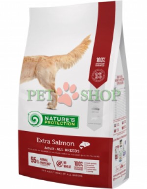 <p><strong>Nature&rsquo;s Protection Extra Salmon Adult All Breeds -&nbsp;</strong>это полнорационный сухой корм супер-премиум класса для взрослых собак всех пород, известный своим сбалансированным составом и тщательно отобранными ингредиентами, способствующими здоровому пищеварению. Основным источником белка в корме является лосось.</p>