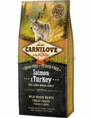 <p><strong>Carnilove&nbsp;Adult Large Breed Dog&nbsp;Salmon,&nbsp;Turkey -&nbsp;</strong>полнорационный беззерновой корм с лососем и индейкой для взрослых собак крупных пород. Без добавления злаков и картофеля.</p>