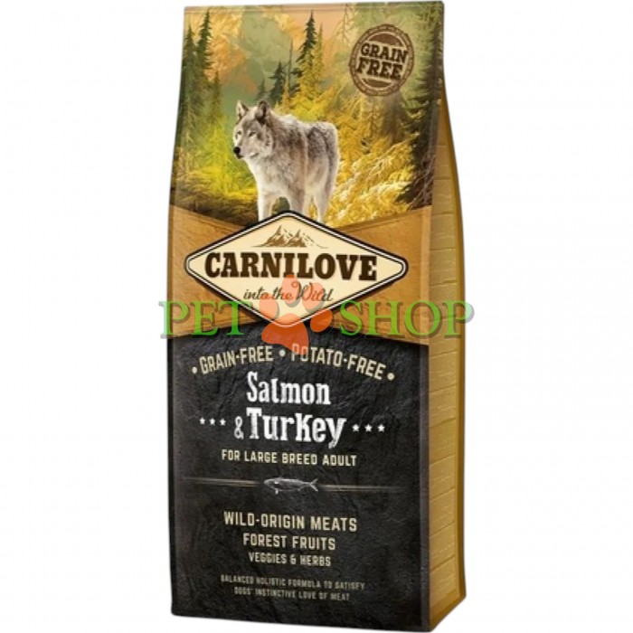 <p><strong>Carnilove&nbsp;Adult Large Breed Dog&nbsp;Salmon,&nbsp;Turkey -&nbsp;</strong>полнорационный беззерновой корм с лососем и индейкой для взрослых собак крупных пород. Без добавления злаков и картофеля.</p>