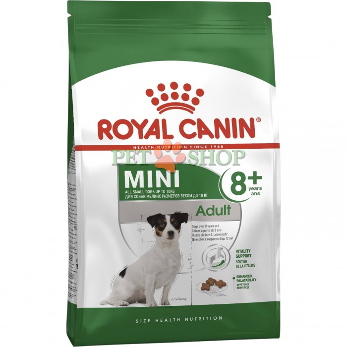 <p><strong>Royal Canin Mini Adult 8+ -&nbsp;</strong>корм сухой для взрослых собак мелких размеров (до 10 кг) старше 8 лет.</p>