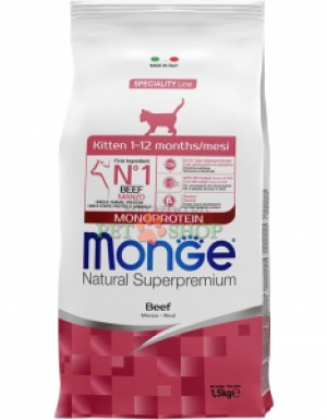 <p><strong>Monge Monoprotein Kitten Beef -&nbsp;</strong>полнорационный и сбалансированный корм для котят со вкусом говядины.</p>