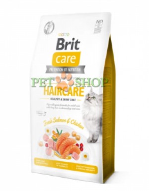 <p><strong>Brit Care Cat Grain-Free Haircare Healthy and Shiny Coat</strong> &mdash; hrană completă pentru pisici adulte cu cerințe ridicate de &icirc;ngrijire a blănii. Formulă hipoalergenică, fără cereale, bogată &icirc;n fibre, care facilitează eliminarea ghemotoacelor de blana.</p>