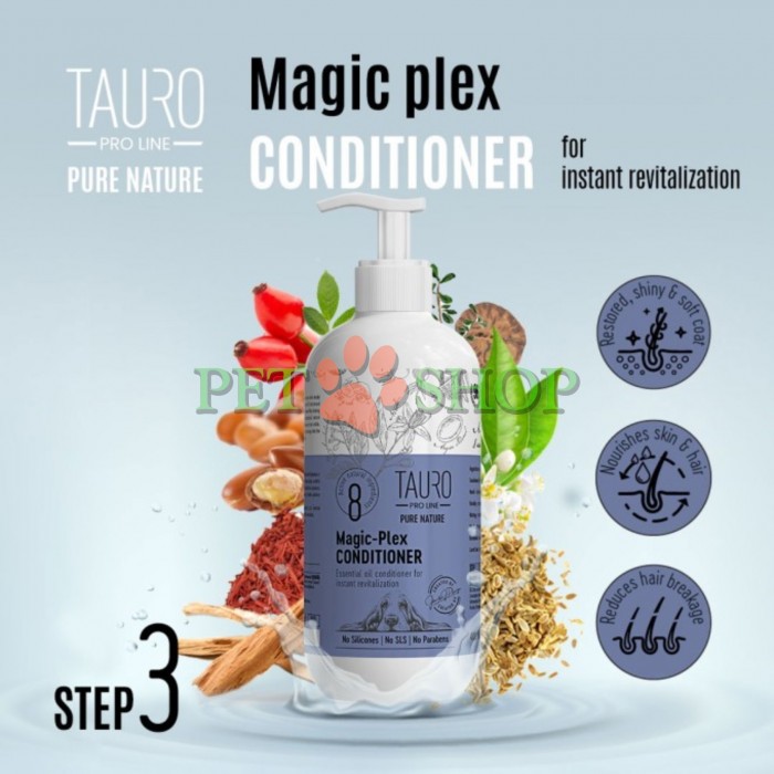 <p><strong>Tauro Pro Line Pure Nature Restorative Magic Plex -&nbsp;</strong>кондиционер предназначен для бережного восстановления сухой или обезвоженной шерсти, глубоко увлажняя ее не только снаружи, но и изнутри.&nbsp;</p>