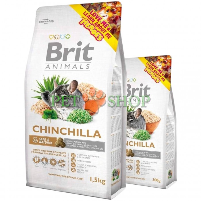 <p><strong>Brit Animals Chinchilla Complete -&nbsp;</strong>супер премиум полнорационный корм для шиншилл.</p>