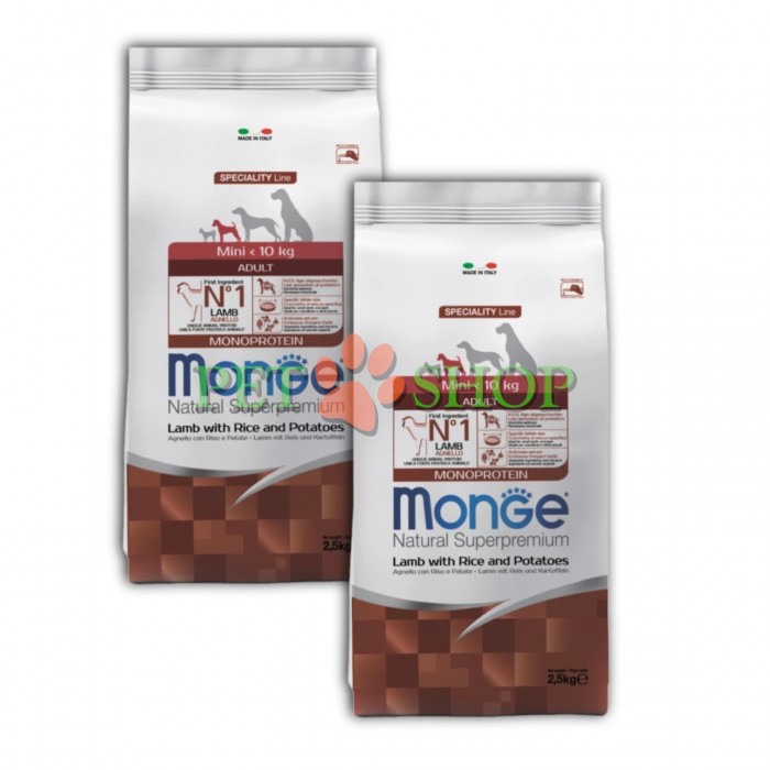 <p><strong>Monge Dog Speciality Line Monoprotein Mini&nbsp;Lamb, Rice, Potatoes</strong> - сухой корм из мяса ягнёнка с рисом и картошкой для взрослых собак мелких пород.</p>