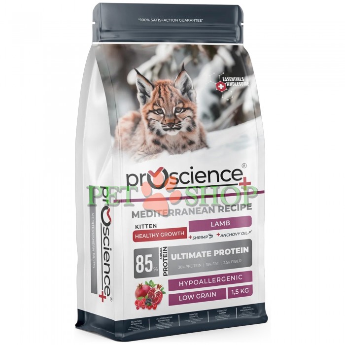 <p><strong>ProScience Kitten Lamb Cat &mdash; Healthy Growth &mdash; Mediterranean Recipe</strong>&nbsp;&mdash; это сбалансированный сухой корм для котят&nbsp;с ягненком.</p>
