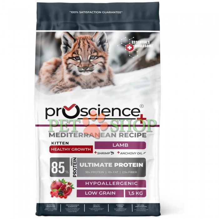 <p><strong>ProScience Kitten Lamb Cat &mdash; Healthy Growth &mdash; Mediterranean Recipe</strong>&nbsp;&mdash; это сбалансированный сухой корм для котят&nbsp;с ягненком.</p>
