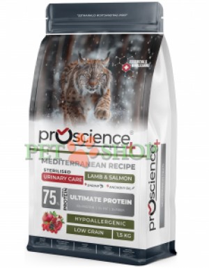 <p><strong>ProScience Sterilised Urinary Cat Adult&nbsp;Lamb, Salmon -&nbsp;</strong>полнорационный и сбалансированный экструдированный сухой корм для стерилизованных кошек с ягненком и лососем. Содержит <strong>75% белка животного происхождения</strong>, отличается гипоаллергенной формулой с пониженным содержанием злаков и обеспечивает полноценное ежедневное питание.</p>