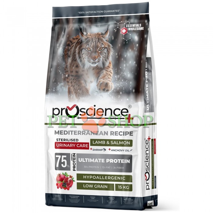 <p><strong>ProScience Sterilised Urinary Cat Adult&nbsp;Lamb, Salmon -&nbsp;</strong>полнорационный и сбалансированный экструдированный сухой корм для стерилизованных кошек с ягненком и лососем. Содержит <strong>75% белка животного происхождения</strong>, отличается гипоаллергенной формулой с пониженным содержанием злаков и обеспечивает полноценное ежедневное питание.</p>