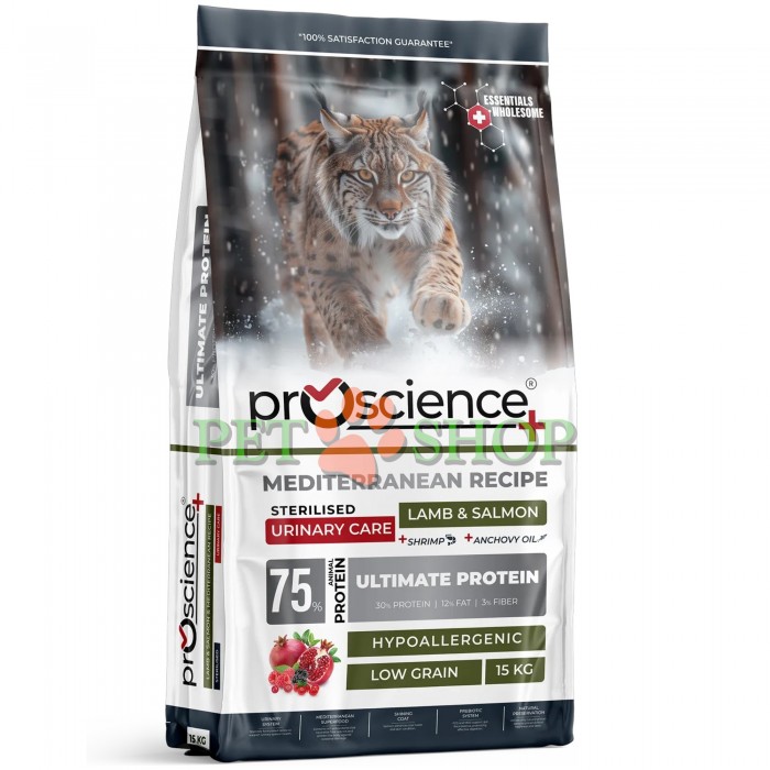 <p><strong>ProScience Sterilised Urinary Cat Adult&nbsp;Lamb, Salmon -&nbsp;</strong>полнорационный и сбалансированный экструдированный сухой корм для стерилизованных кошек с ягненком и лососем. Содержит <strong>75% белка животного происхождения</strong>, отличается гипоаллергенной формулой с пониженным содержанием злаков и обеспечивает полноценное ежедневное питание.</p>