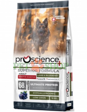 <p><strong>ProScience Adult Dog Sensitive&nbsp;Lamb, Blueberry -&nbsp;</strong>&mdash; полнорационный экструдированный сухой корм для взрослых собак всех пород с ягненком и черникой. Благодаря гипоаллергенной формуле с пониженным содержанием злаков корм подходит для собак с чувствительным пищеварением.</p>