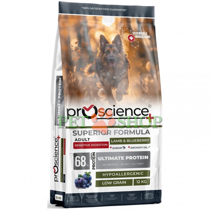 <p><strong>ProScience Adult Dog Sensitive&nbsp;Lamb, Blueberry -&nbsp;</strong>&mdash; полнорационный экструдированный сухой корм для взрослых собак всех пород с ягненком и черникой. Благодаря гипоаллергенной формуле с пониженным содержанием злаков корм подходит для собак с чувствительным пищеварением.</p>