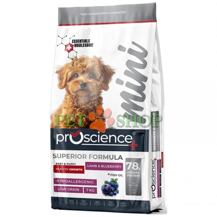 <p><strong>ProScience Dog Mini Puppy -&nbsp;</strong>полнорационный экструдированный сухой корм для щенков мелких и миниатюрных пород, а также беременных и кормящих собак <strong>с ягненком и черникой</strong>. Гипоаллергенная формула с пониженным содержанием злаков подходит для чувствительного пищеварения.</p>