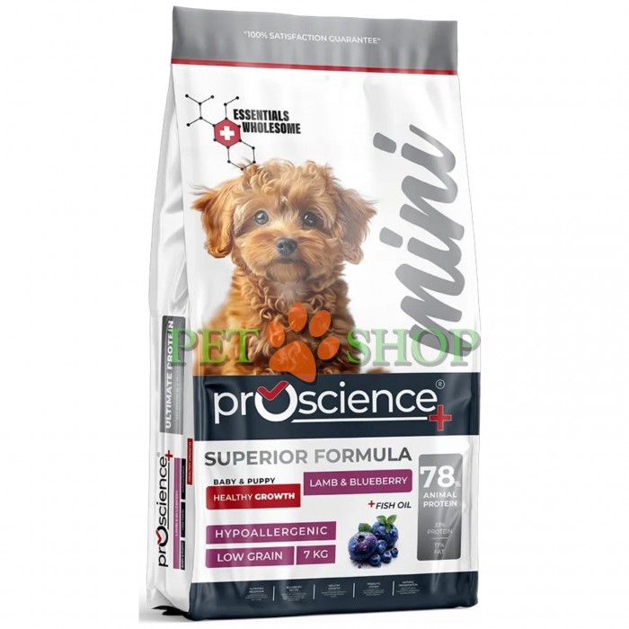 <p><strong>ProScience Dog Mini Puppy -&nbsp;</strong>полнорационный экструдированный сухой корм для щенков мелких и миниатюрных пород, а также беременных и кормящих собак <strong>с ягненком и черникой</strong>. Гипоаллергенная формула с пониженным содержанием злаков подходит для чувствительного пищеварения.</p>