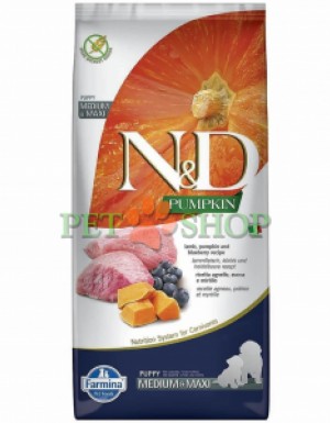 <p><strong>Farmina ND Pumpkin Dog Puppy Medium, Maxi&nbsp;Lamb, blueberry -&nbsp;</strong>полнорационный беззерновой сухой корм для щенков, беременных и кормящих сук средних и крупных пород.&nbsp;<strong>Ягненок, тыква и черника.&nbsp;</strong>РАЗМЕРЫ ГРАНУЛ: Диаметр 12-14 mm - Толщина 5-7 mm.</p>