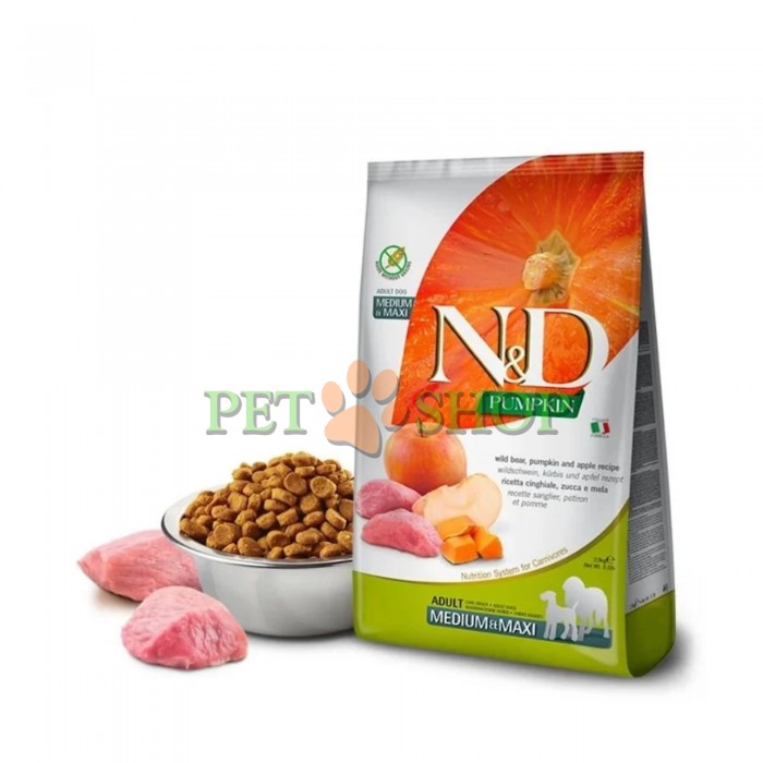 <p><strong>Farmina ND Pumpkin Dog Adult Medium, Maxi Boar, Apple &ndash;</strong> mistreț, dovleac și măr. Hrană uscată completă fără cereale pentru c&acirc;ini adulți de talie medie și mare.</p>