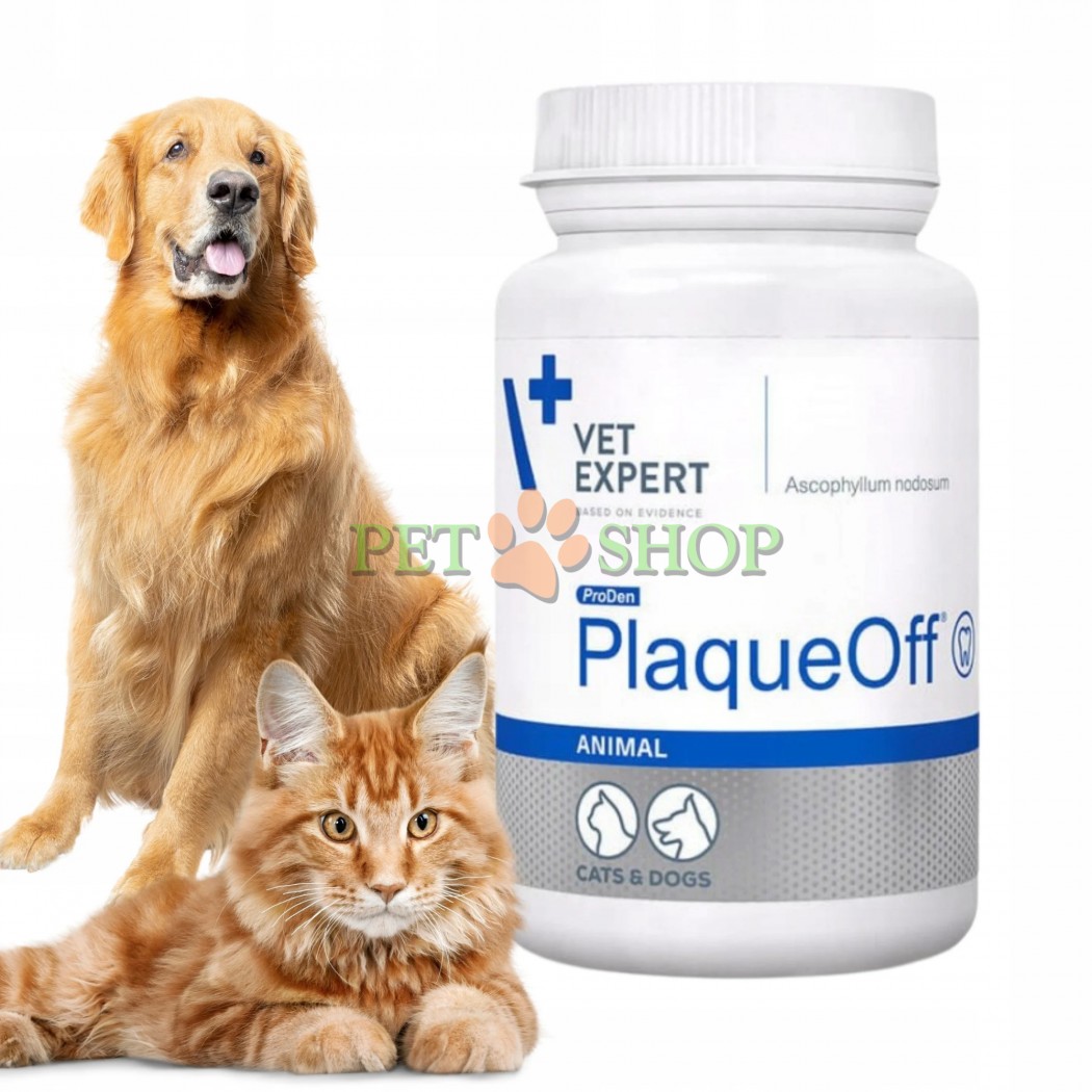 <p><strong>Vet Expert PlaqueOff</strong> &mdash; это <strong>100% натуральная пищевая добавка<!--TgQPHd|||[]--></strong> в виде порошка (гранул), предназначенная для ежедневной гигиены ротовой полости, уменьшения зубного налета, профилактики зубного камня и устранения неприятного запаха из пасти у собак и кошек.</p>