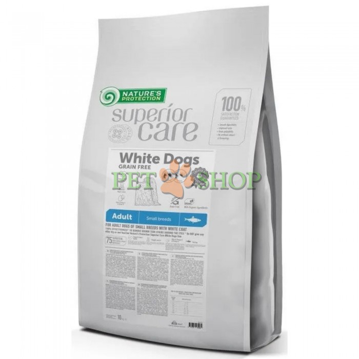 <p><strong>Nature&rsquo;s Protection Superior Care White Dogs Grain Free Herring</strong> &ndash; hrană super-premium cu hering, special formulată pentru c&acirc;inii adulți de toate rasele cu blană albă.</p>