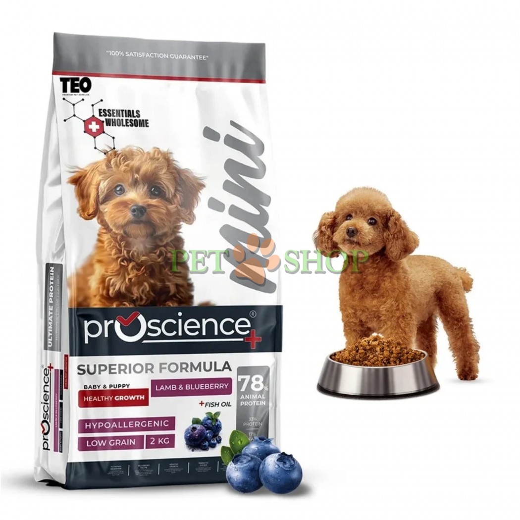 <p><strong>ProScience Dog Mini Puppy -&nbsp;</strong>полнорационный экструдированный сухой корм для щенков мелких и миниатюрных пород, а также беременных и кормящих собак <strong>с ягненком и черникой</strong>. Гипоаллергенная формула с пониженным содержанием злаков подходит для чувствительного пищеварения.</p>