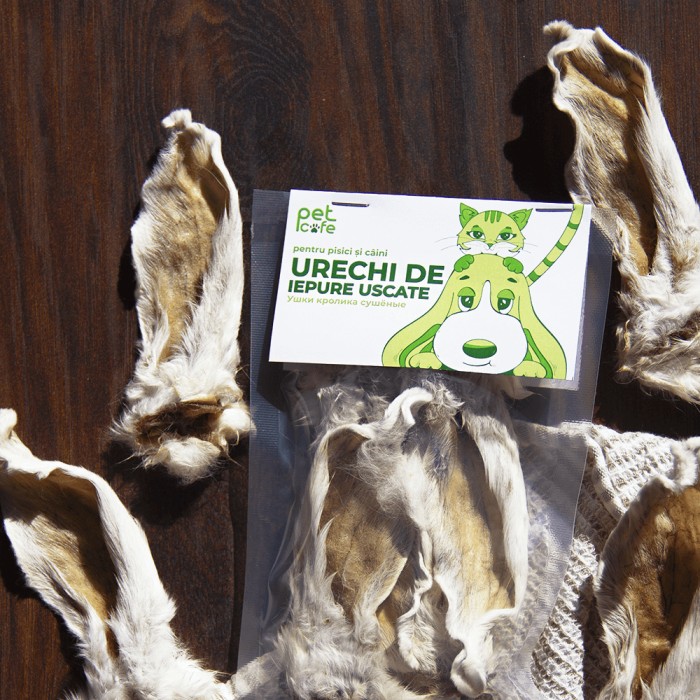 <p><strong>Urechi de iepure - hipoalergenic, tratație sănătoasă - jucărie. Este o sursă suplimentară de proteine, vitamine și minerale. &Icirc;ntărește gingiile previne formarea plăcii bacteriene, 4&nbsp;buc in cutie.</strong></p>