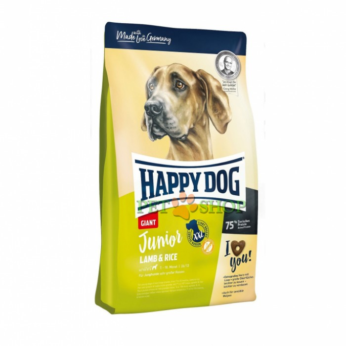 <p><strong>Сухой корм Happy Dog Supreme Giant Junior Lamb,&nbsp;Rice с ягненком и рисом для юниоров гигантских пород с 7 до 18 месяцев.</strong></p>