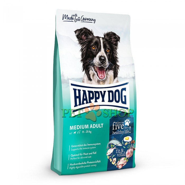 <p><strong>Happy Dog Supreme Fit&Vital- Medium Adult&nbsp;12&nbsp;кг для взрослых собак средних пород (11-25 кг)</strong></p>