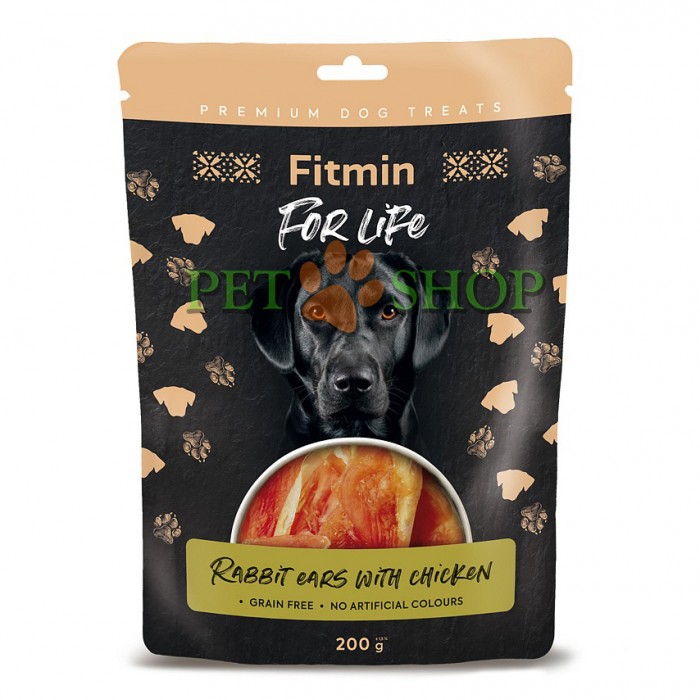 <p><strong>Лакомство Fitmin для собак с курицей и ушками кролика 200 гр</strong></p>