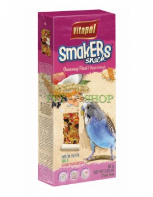 <p><strong>Vitapol Smakers с фруктами для волнистых попугаев - это лакомство в виде палочек, 90 грамм, 2 шт в упаковке.</strong></p>