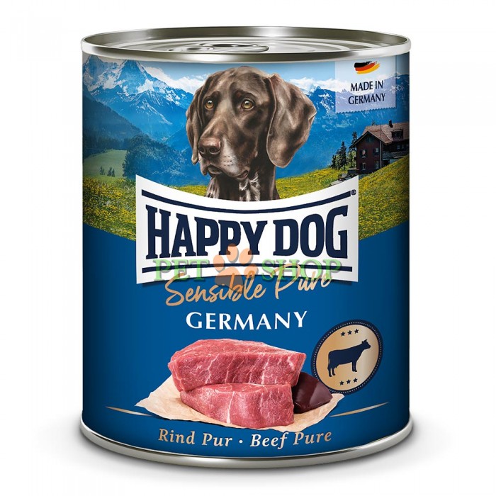 <p><strong>Happy Dog 100% Говядина, влажный корм для собак изготавливается исключительно из свежего мяса, без использования сои, растительных добавок, а также без красителей и консервантов. </strong></p>