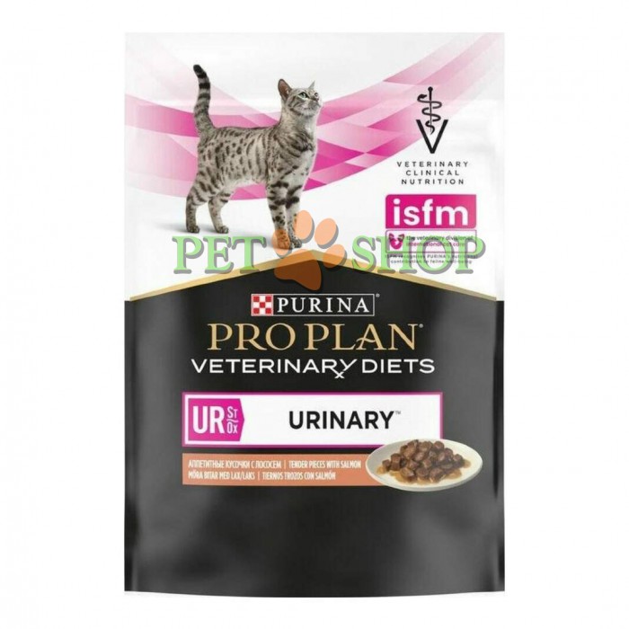 <p><strong>Purina Pro Plan Veterinary Diets Urinary UR ST/OX - полнорационный диетический влажный корм для взрослых кошек, при болезни нижних отделов мочевых путей, с лососем.</strong></p>